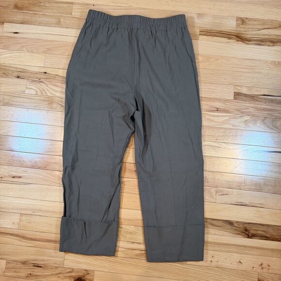 Zara Green Linen Pant Womens L Beachy Coastal Summer Spring Staple Capsule Boho - Picture 2 of 7